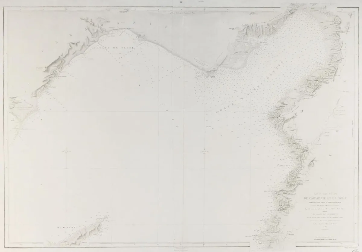 Map of – Caramania and Syria between Lissan el Kahbeh and Latakieh from 1863, on Arches