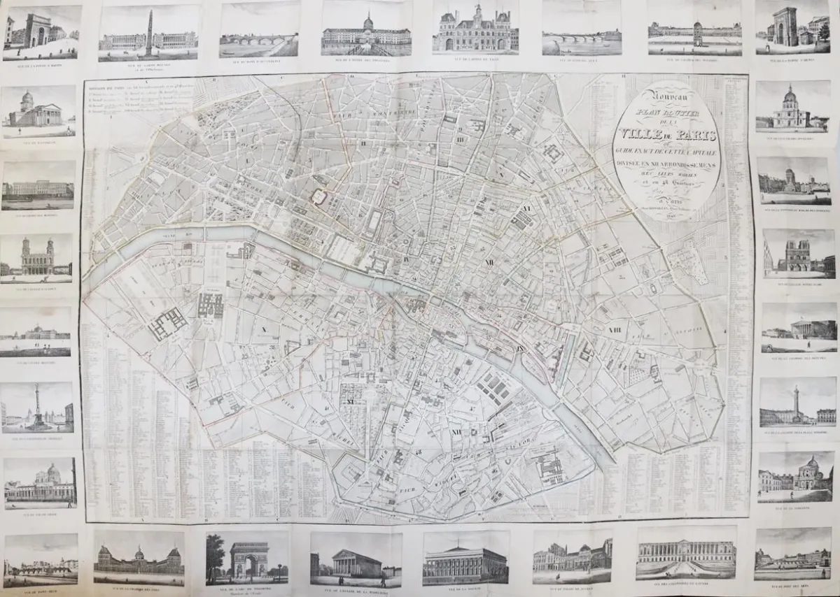Parijs. – Nouveau Plan Routier de la Ville de Paris ou Guide exact de cette Capitale divisee en XII Arrondissemens avec 