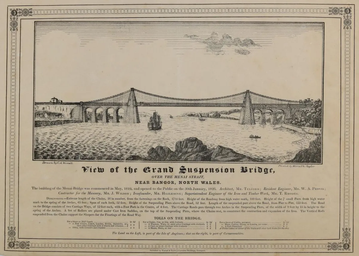 Menai Suspension Bridge. – View of the Grand Suspension Bridge