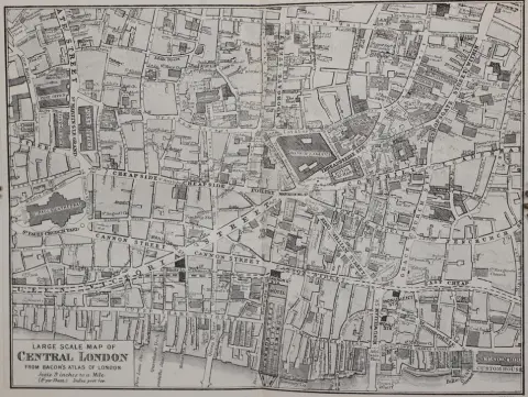 Bacon,C. – Bacon's New Map of London, divided into half mile squares and circles, scale four inches to the mile