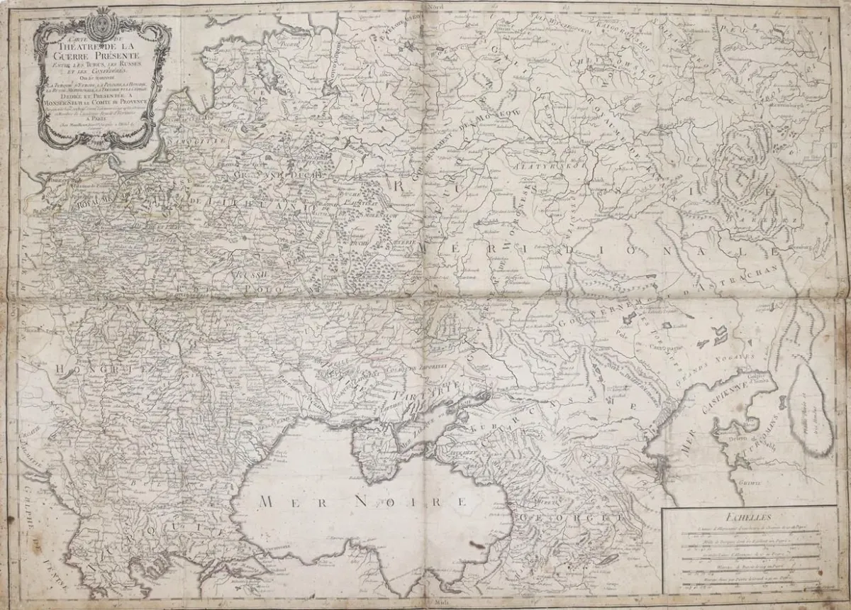 Černé moře. – Carte Du Thatre De La Guerre Prsente Entre Les Turcs, Les Russes, Et Les Confdrs