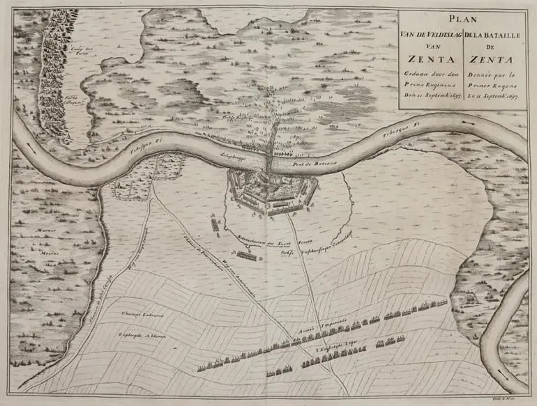 Zenta a.d. Theiss. – "Plan de la Bataille de Zenta...1697"