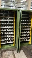 2 metal tool cabinets with taper holders, drills and milling cutters