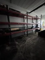 1 pallet rack, approx. 4 m high, approx. 10 linear m with gratings