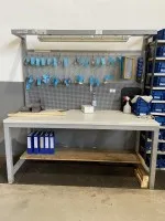 1 workbench with tool back panel, lighting and chair