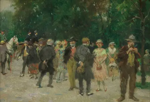 Bachrach-Barée, Emmanuel (1863 Oderberg, Österreichisch Schlesien - 1943 München) – Galante Gesellschaft im Park