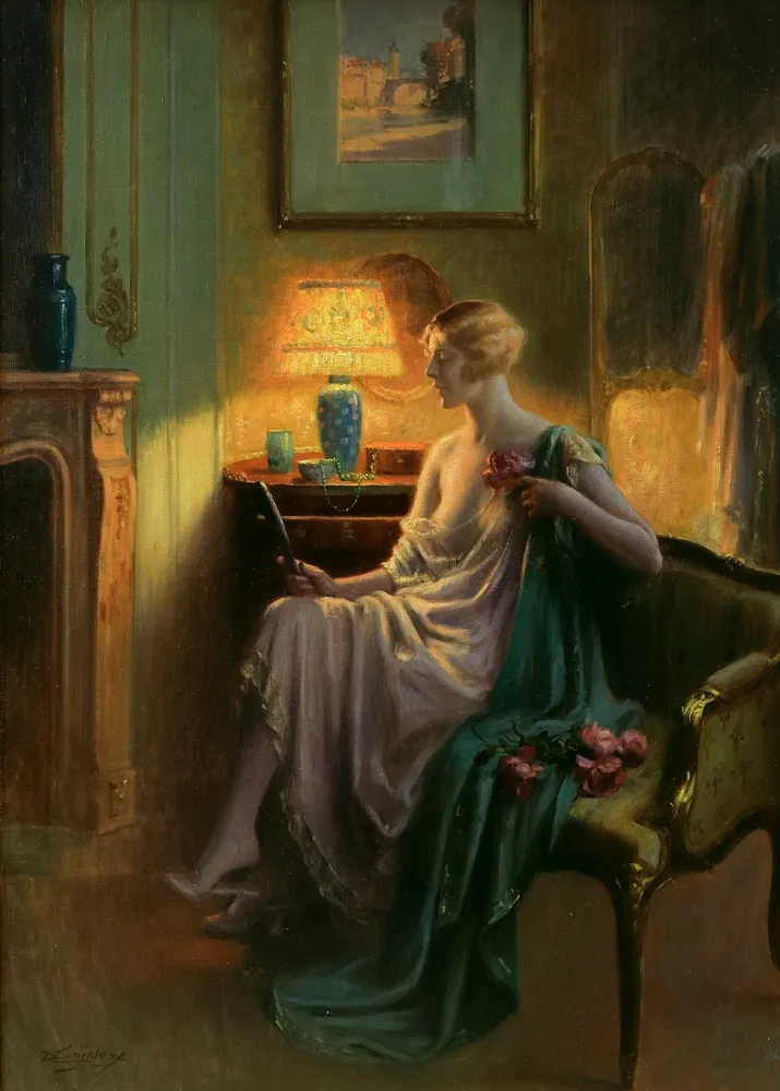 Enjolras, Delphin (1857 Courcouron, Ardèche - 1945) – Jeune femme se regardant dans un miroir