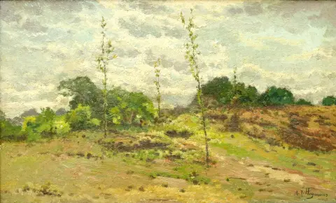 Heymans, Adriaan Joseph (1839 Amsterdam - 1921 Bruxelles) – Paysage, Coin de bruyère