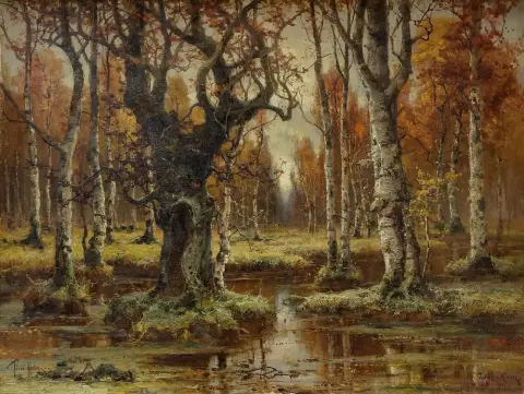 Klever, Julius Sergius von (1850 Dorpat - 1924 Saint-Pétersbourg) – Paysage d'automne