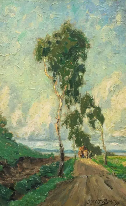 Lehmann-Brauns, Paul (1885 Neufahrwasser - 1970 Berlin) – Paysage d'été avec route bordée d'arbres