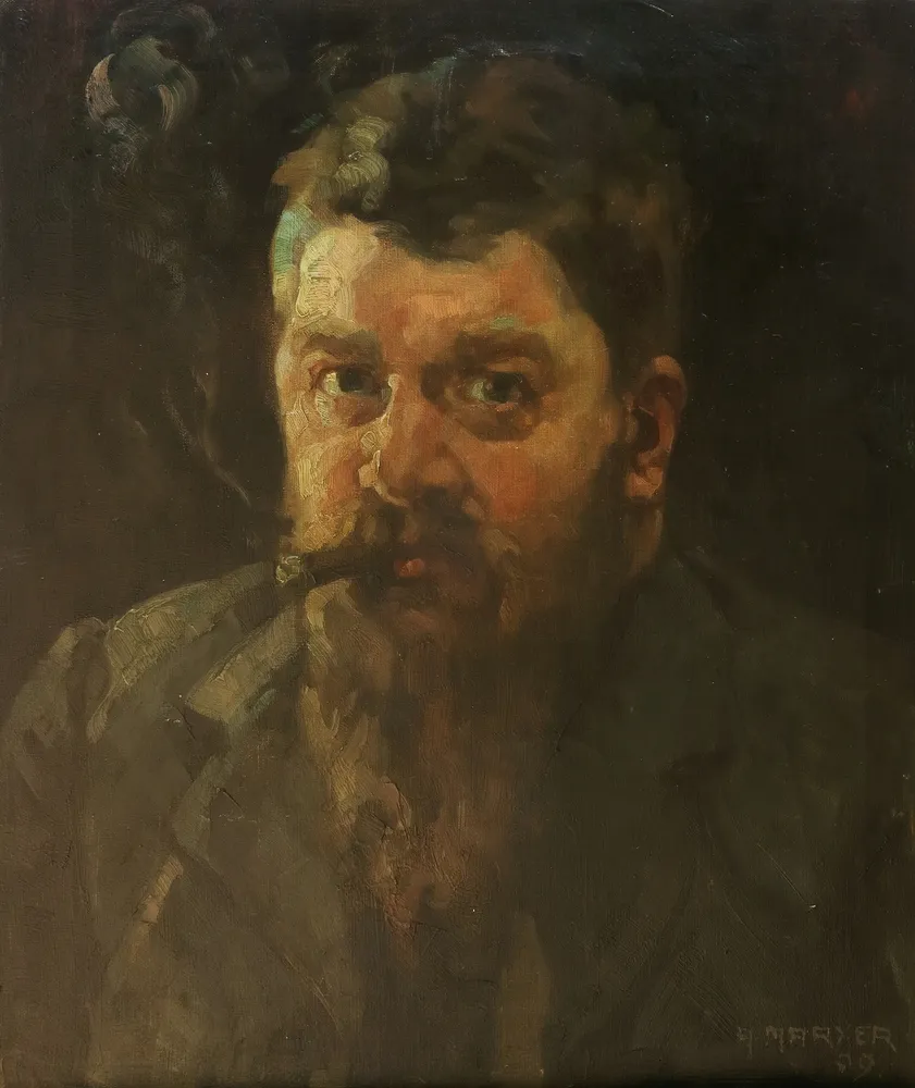 Marxer, Alfred (1876 Turbenthal - 1945 Kilchberg) – Selbstbildnis des Künstlers mit Zigarre, wohl