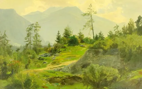 Metzener, Alfred (1883 Niendorf a.d. Stecknitz - 1905 Zweistimmen, canton de Berne) – Paysage de montagne