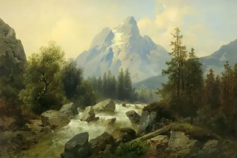 Thoma, Josef (1828 Vienne - 1899 ibid.) – Paysage de montagne avec torrent