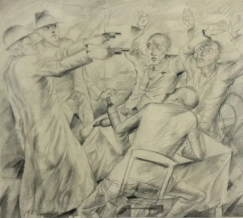 Zeller, Magnus (1888 Biesenrode, Mansfelder Gebirgskreis - 1972 Berlin) – Braquage dans un bistrot