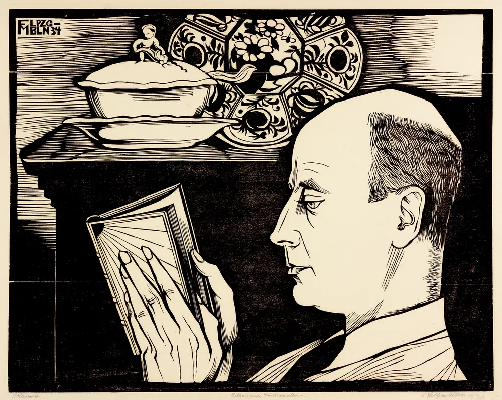 Felixmüller, Conrad (1897 Dresde - 1977 Berlin) – Portrait de Hanns-Conon von der Gabelentz (1934). Gravure sur bois