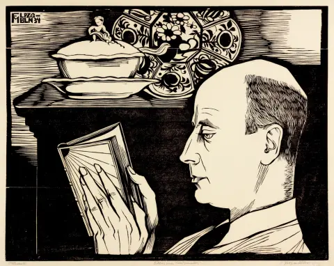 Felixmüller, Conrad (1897 Dresde - 1977 Berlin) – Portrait de Hanns-Conon von der Gabelentz (1934). Gravure sur bois