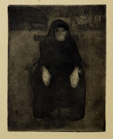Modersohn-Becker, Paula (1876 Dresden - 1907 Worpswede) – Sitzende Alte, auch Swart war de Nacht