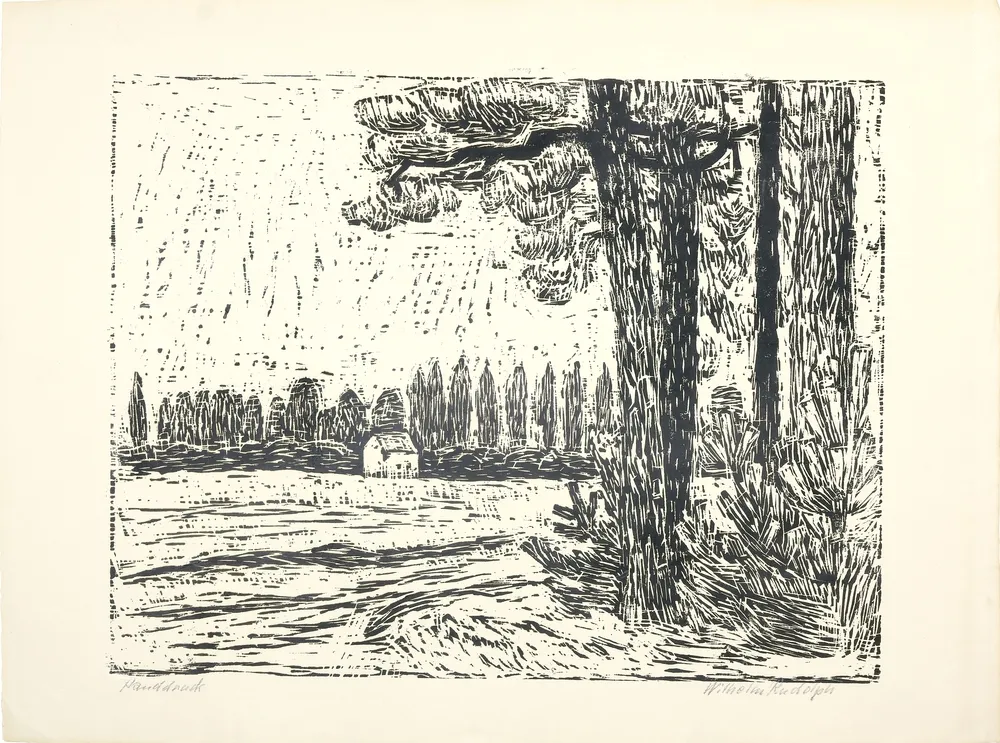 Rudolph, Wilhelm (1889 Chemnitz - 1982 Dresden) – Landschap met huis