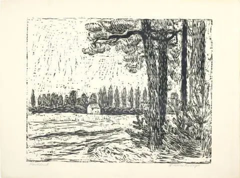 Rudolph, Wilhelm (1889 Chemnitz - 1982 Dresden) – Landschap met huis