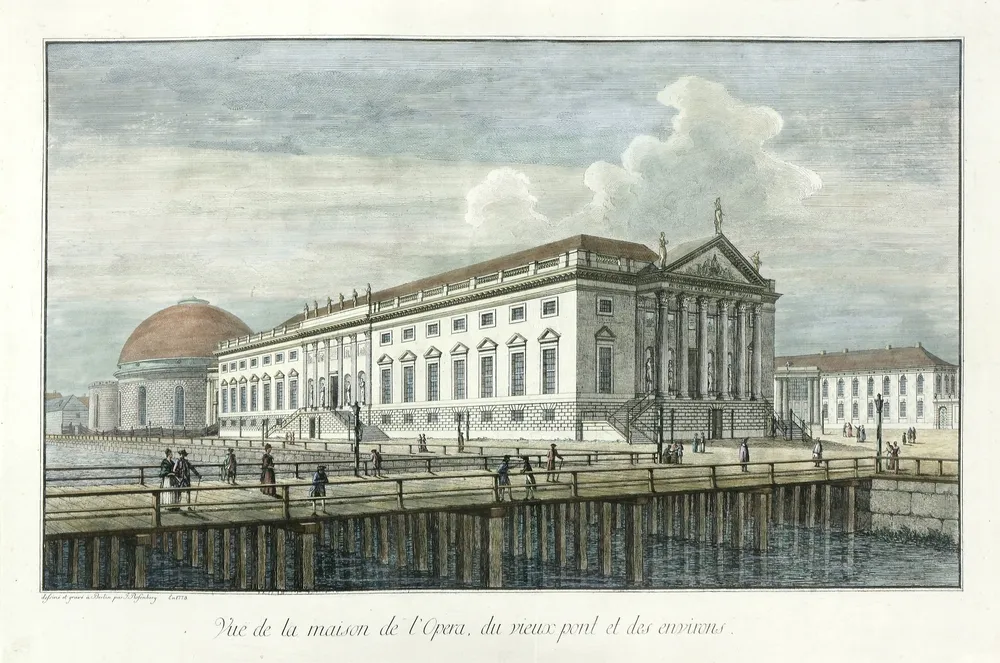 Pohled, Berlín, Rosenberg, 1773 Vue de la maison de l'Opera, du vieux pont et les Environs