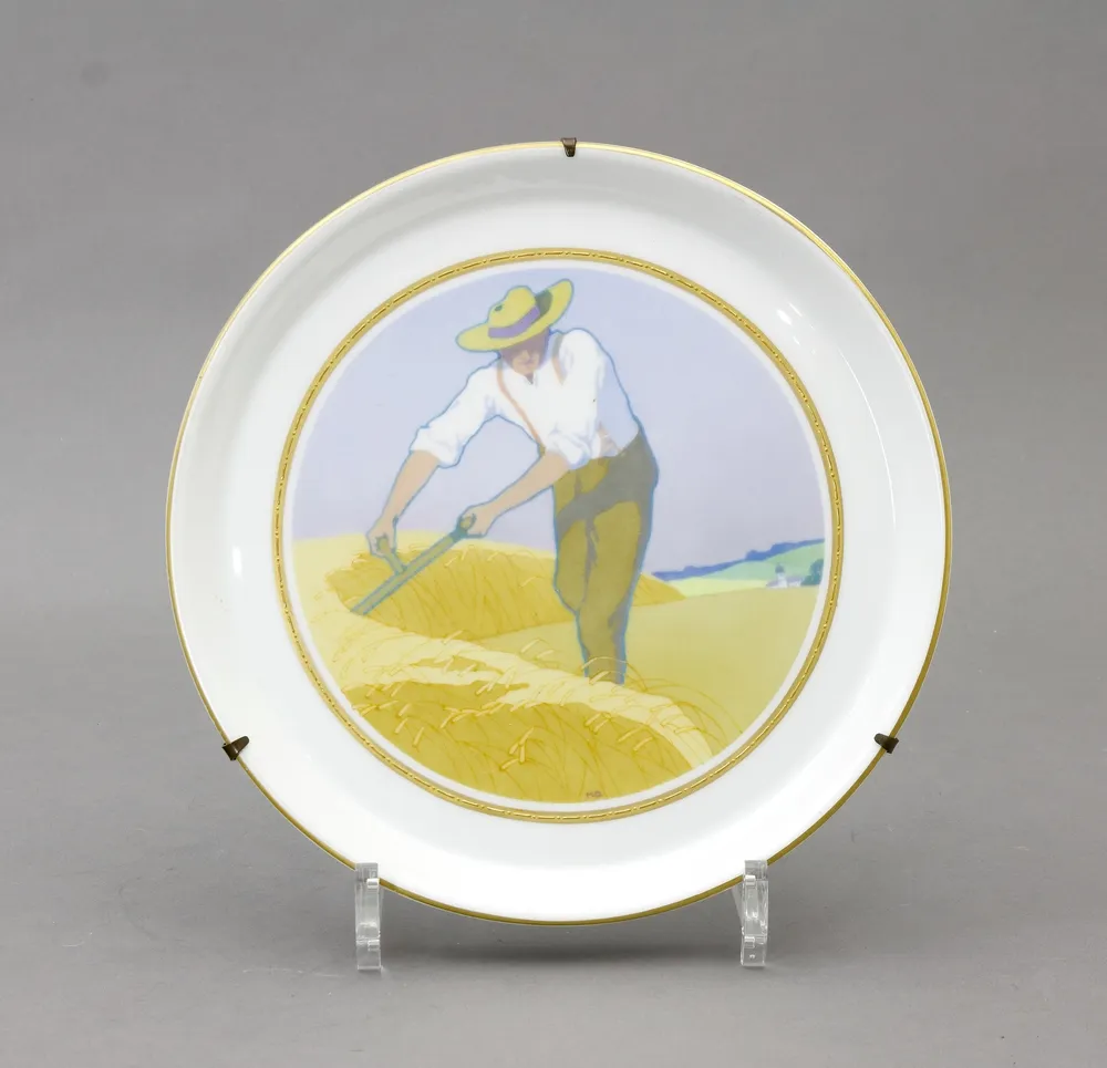 Assiette, KPM Berlin, Jugendstil, début du 20e s. Ronde, avec bord doré