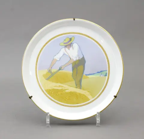 Assiette, KPM Berlin, Jugendstil, début du 20e s. Ronde, avec bord doré