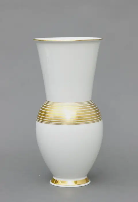 Vase, KPM Berlin, 2009, vase de table "Hallesche Form", avec bandes et bords dorés