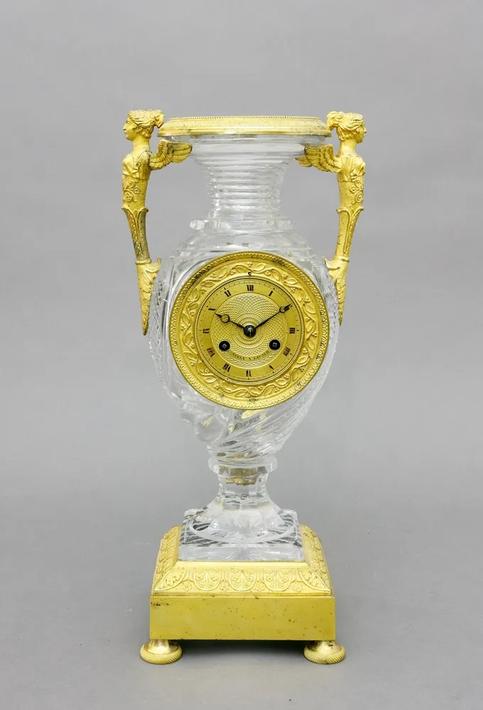 Часы каминные, хрустальное стекло и бронза, Lavaur, Франция, около 1845