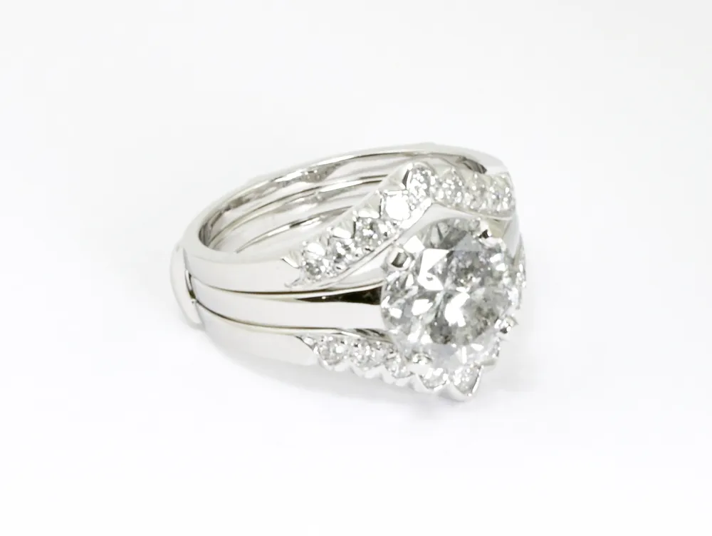 Bague, or gris 750 avec solitaire diamant d'environ 4,0 ct, Piqué 3, taille octogonale, Top Crystal