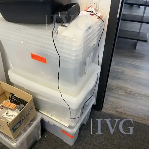 Lot of plastic boxes