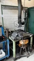 1 steel grid table with vice, stool and desk lamp