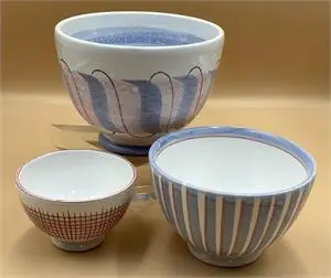 3 bols en céramique Hedwig Bollhagen - hauteur 2, 8 et 10 cm