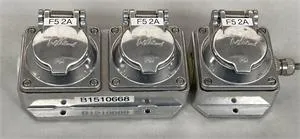 1 surface-mounted multiple socket outlet made of cast aluminium with hinged covers - Feller