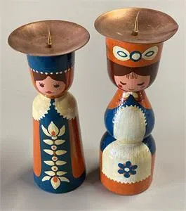 2 Kerzenhalter im Mid-Century-Stil - wohl Erzgebirge