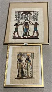 2 tableaux égyptiens sous verre