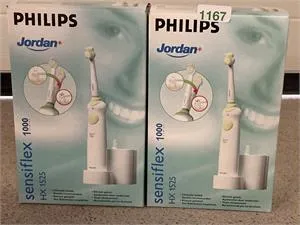 2 electric toothbrushes - Philips - Jordan - Sensiflex 1000
