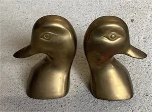 2 Vintage Buchstützen - Entenkopf - Höhe 13 cm