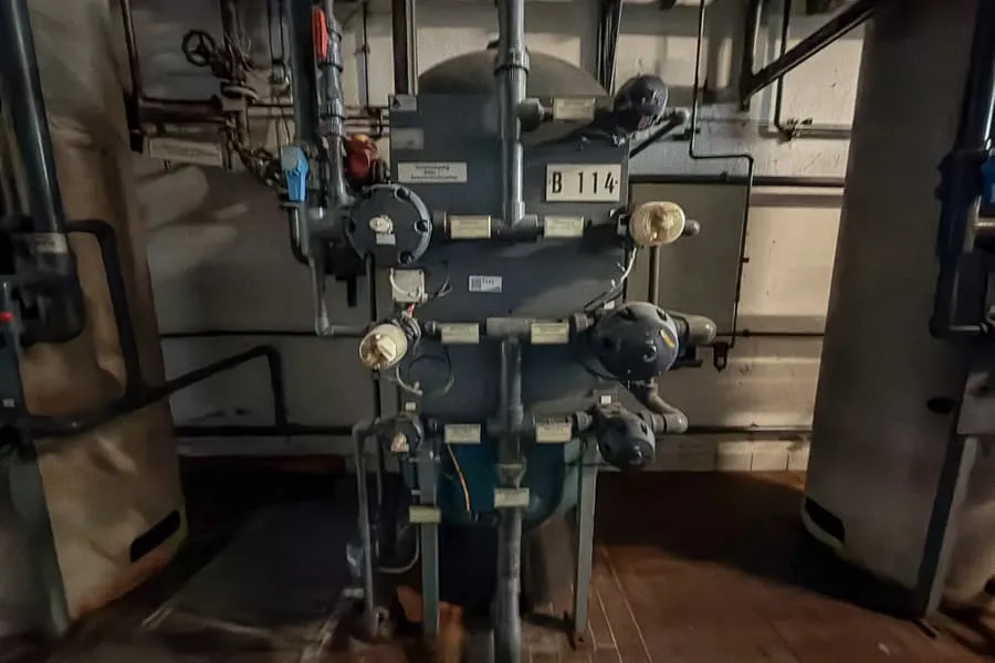 Desalination system, filled