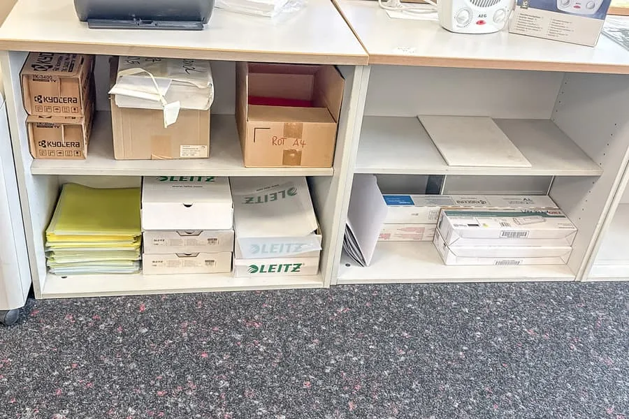 Inhalt von 3 Regalebenen: Bürobedarf