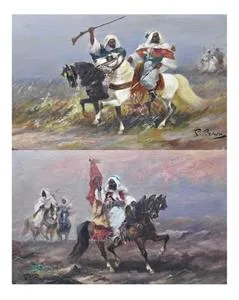B. Brown, Pendants avec cavaliers bédouins