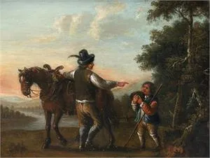 Biedermaier-Gemälde Bauer mit Lehrling