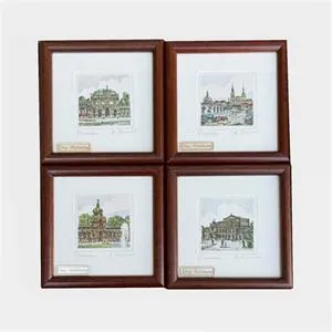 H. Sommer, 4 miniatures eaux-fortes Dresde