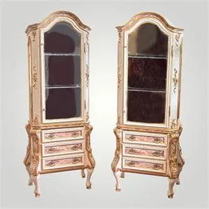 Paire de vitrines sur commode