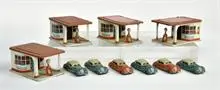 Fischer, 4 Penny Toy stations-service avec véhicules