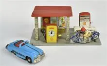 Shell tankstation, Schuco Replica motor & Minic cabriolet