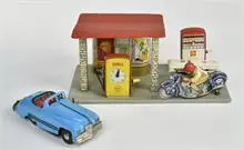 Station-service Shell, Schuco Replica moto & Minic cabriolet