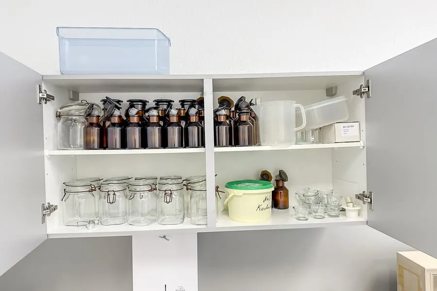Cabinet contents: laboratory supplies