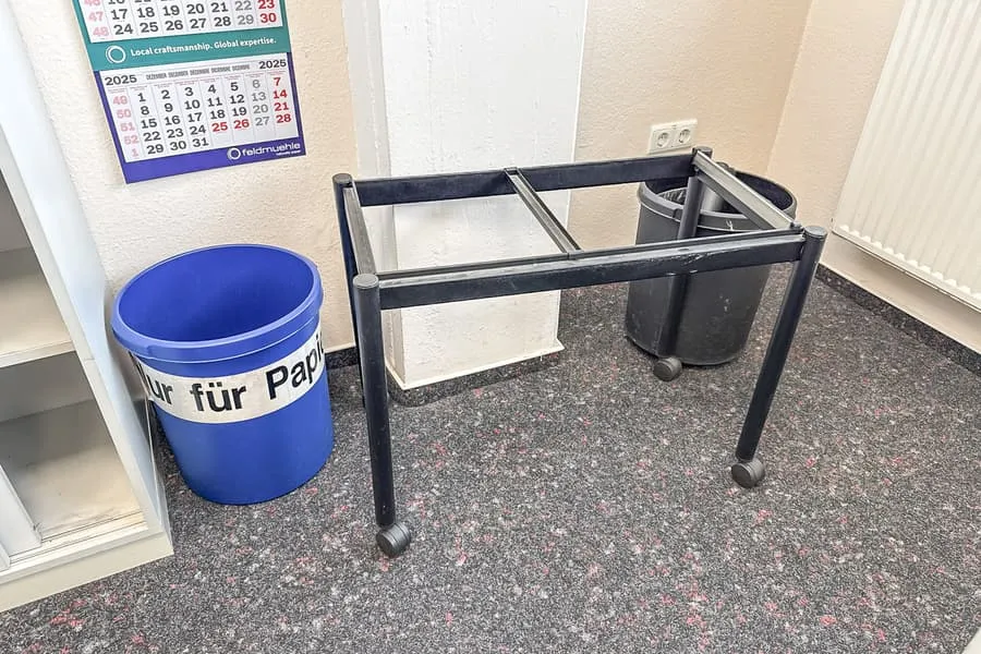 2 waste bins and suspension file