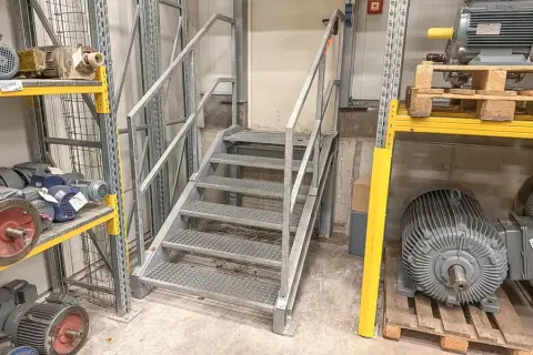 Steel staircase, galvanised